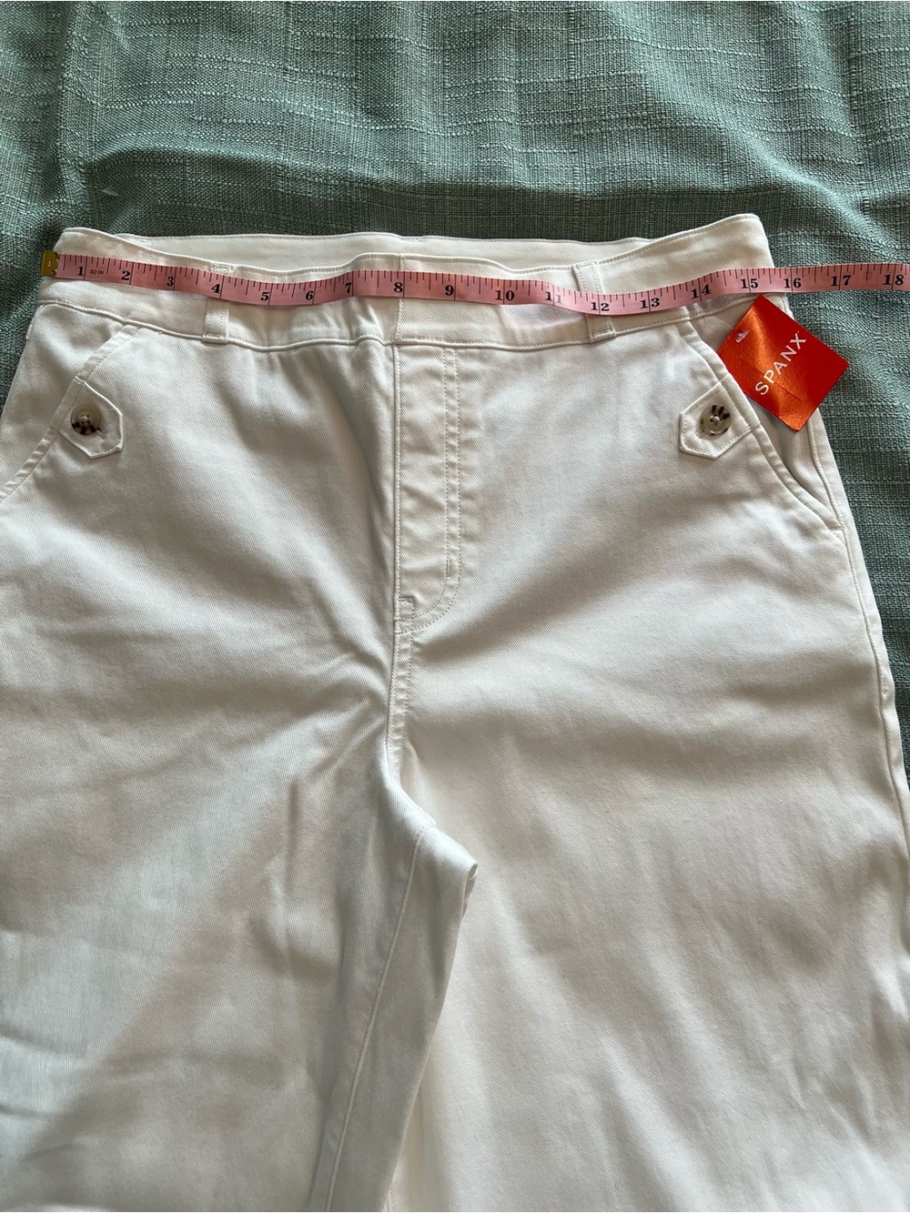 SPANX White Wide-Leg Cropped Twill Pants Size Large NWT - Picture 10 of 12